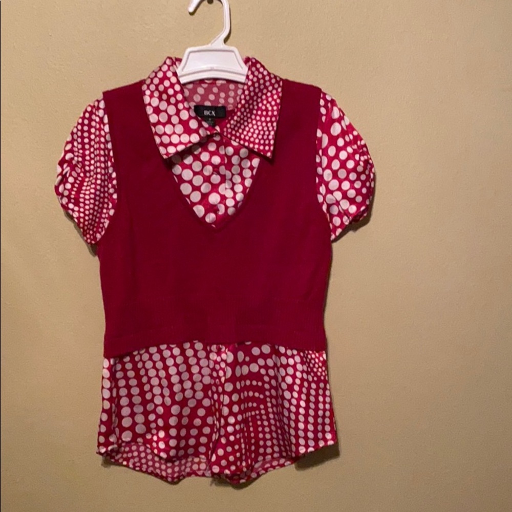 BCX Medium polka dot blouse